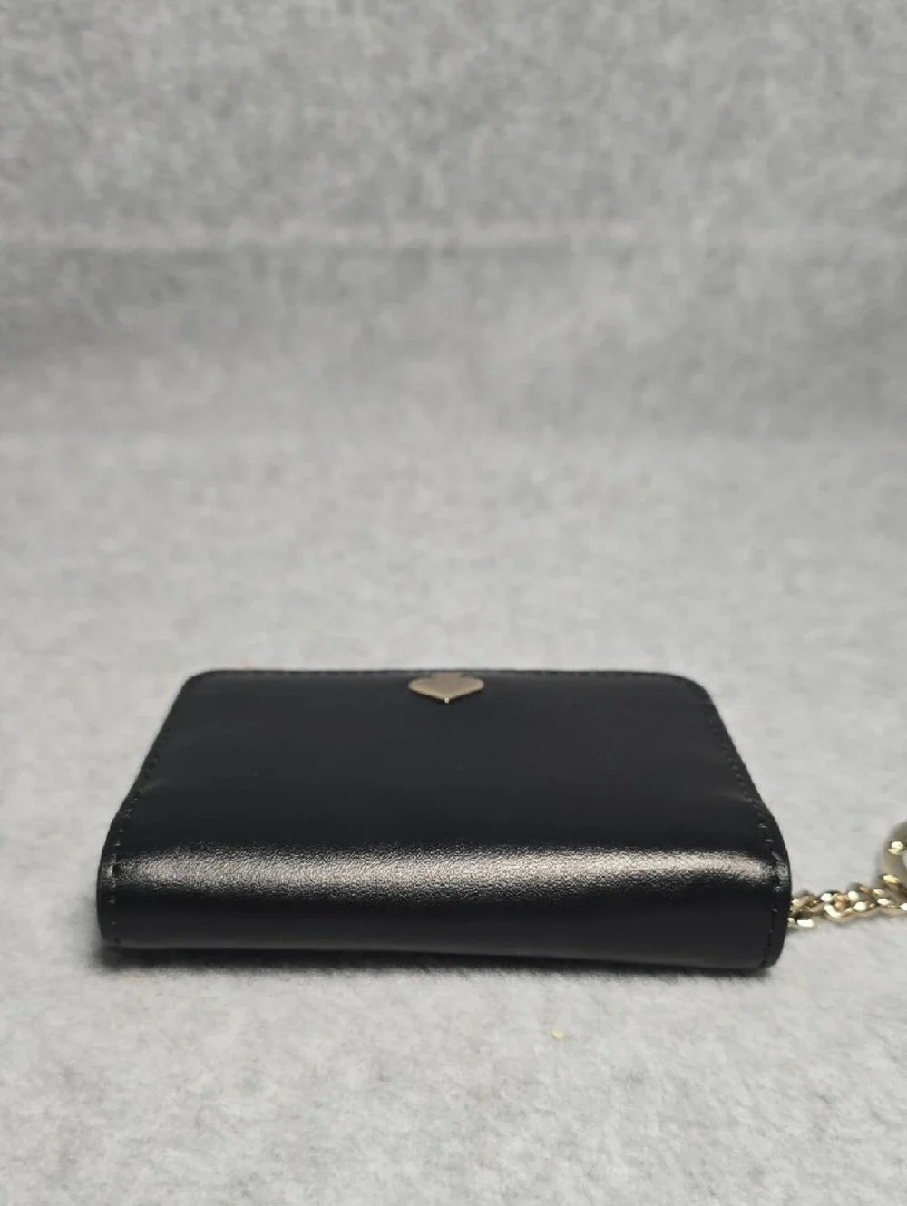 kate spade Black Leather Card & Key Holder with Gold Ring
